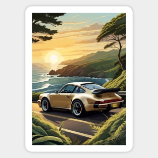 German Classic Car Sea Side Poster Sticker